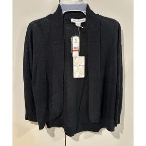 NWT Tommy Bahama Lea Open Cardigan Island Black 100% Linen XS $110